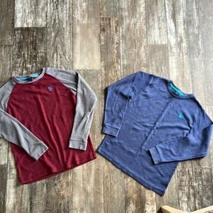 US Polo Assn, long sleeve thermal style shirt.  1 blue, 1 burgundy Size- YL